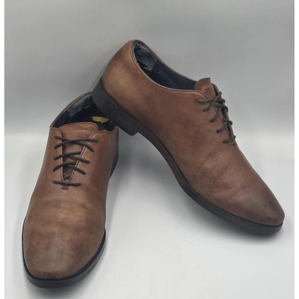 Cole Haan Jefferson Grand Brown Leather Plain Toe Oxford Shoes Mens 10.5M